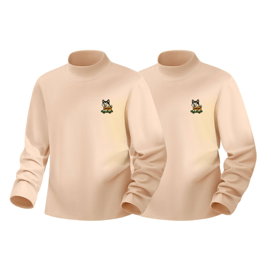 Tonlion T Shirts Unisex Half Turtleneck Thickened Straight Fit