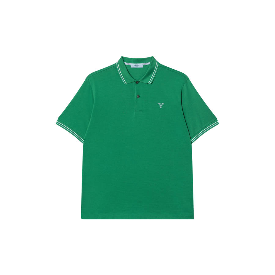 PRADA PRADA Polo Shirts Men's Green Polo Collar Moderate Other