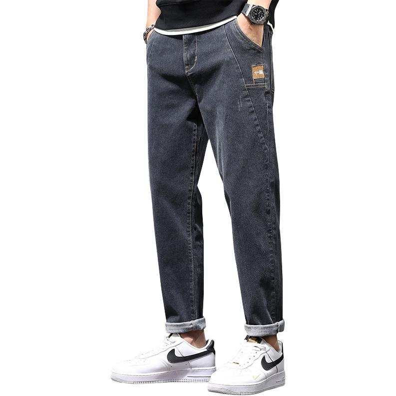 Tonlion Jeans Unisex Medium Gray Thickened And Fleece Lined Tapered Pants