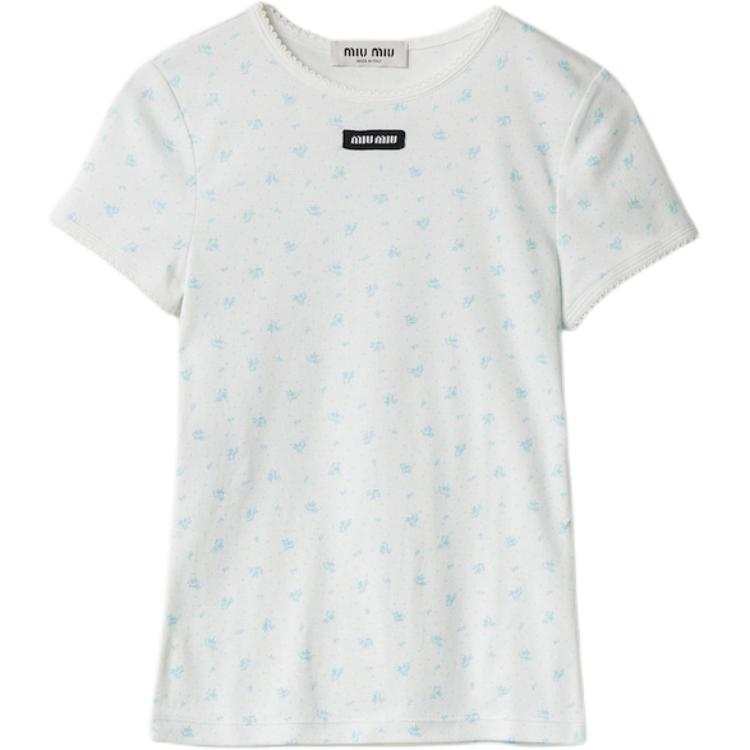 Miu Miu Ribbed Jersey T-Shirt