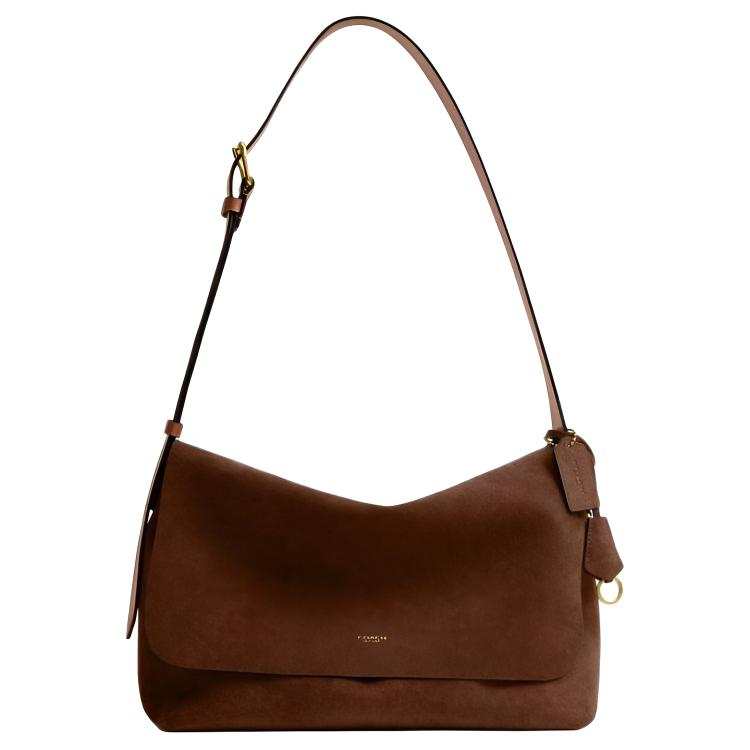 COACH Split Cow Leather Messenger Bag Crossbody Bag Large Men's Warm Brown