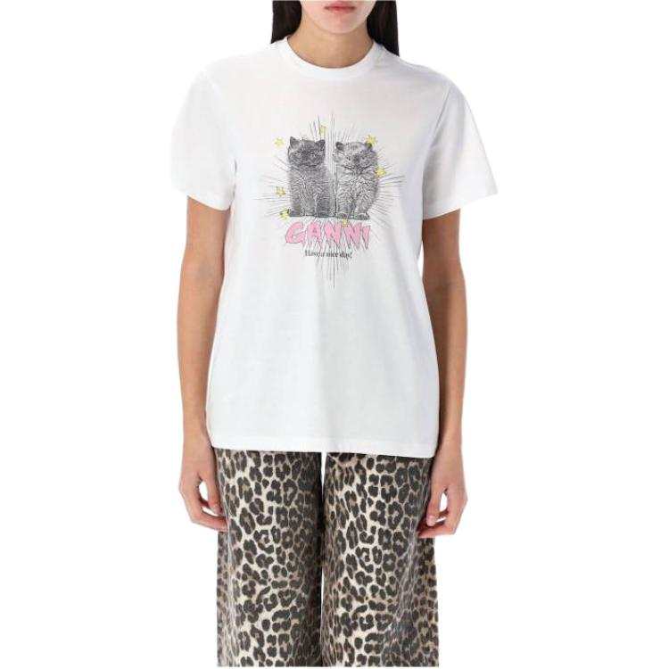 GANNI T Shirts Women's White Crew Neck