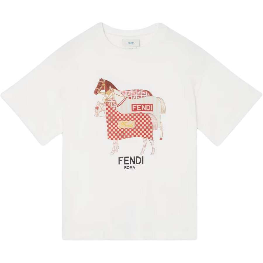FENDI Kids T Shirts Crew Neck Moderate