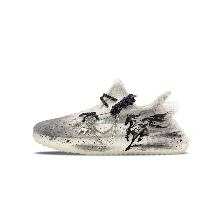 Adidas Originals Yeezy Boost 350 V2 Abrasion Resistant Low top Casual Shoes Unisex Black White