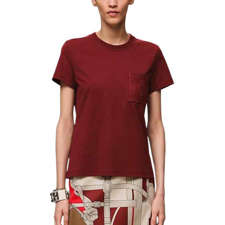 HERMES T Shirts Women's Carmine Crew Neck Moderate Straight Fit