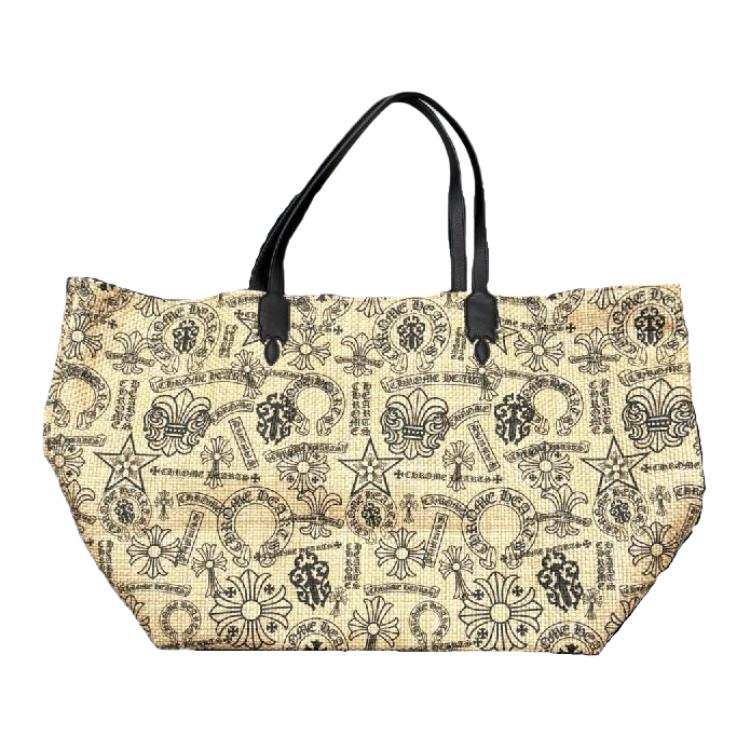 Chrome Hearts Fashion Versatile Beach Bag, Tote Bag, Shoulder Bag Unisex Beige & White & Black