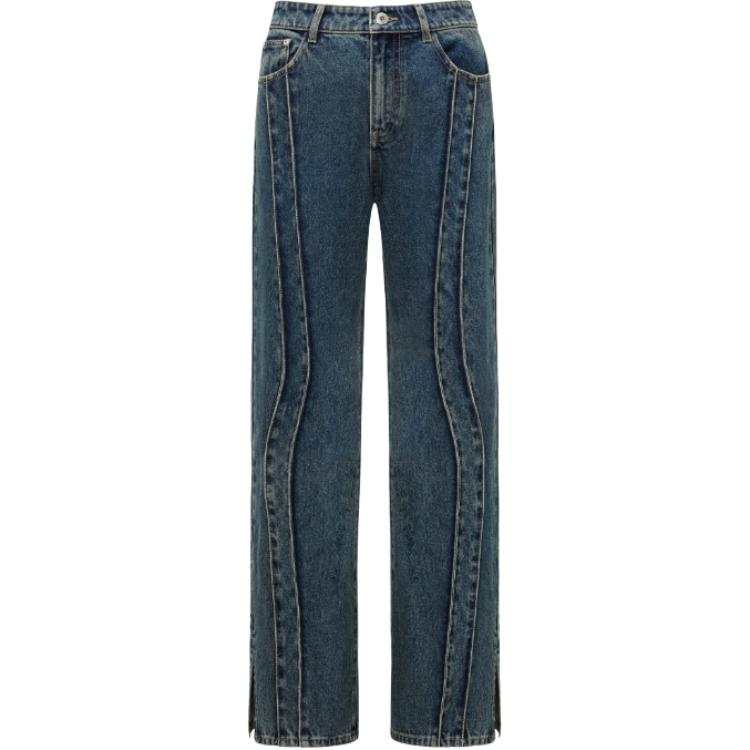 Feng Chen Wang Jeans Women's Blue Moderate Straight Fit Pants