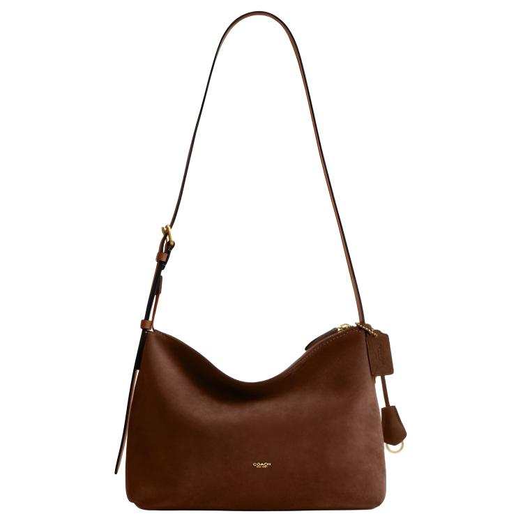 COACH COACH Cow Split Leather Shoulder Bag Large Unisex Warm Brown