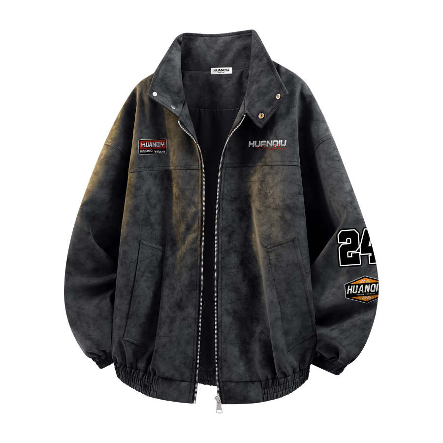 HUANQIU Jackets Unisex Stand Collar Fleece Lined Pilot