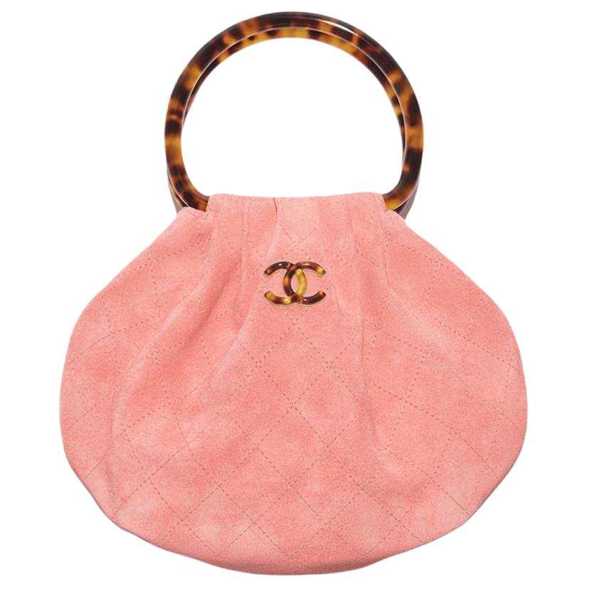 CHANEL Suede Effect Calfskin Handbag Small Women's Pink