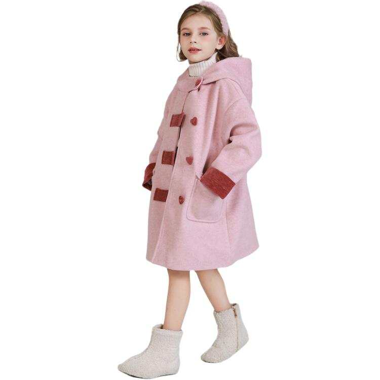 PROTECTCAMEL Padded Jacket Girls Fleece Lined Woolen Coat Winter Mid Length Thermal Coat With Korean Style