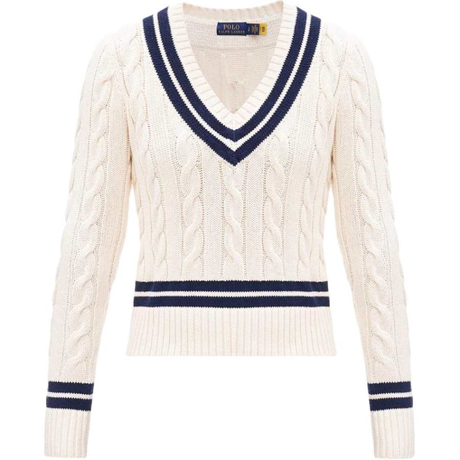 Polo Ralph Lauren Knitwear Classic Version Women's Cream & Marine Blue