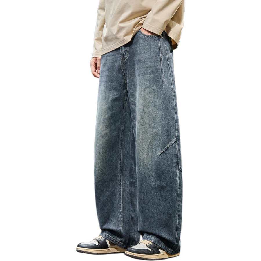 Tonlion Jeans Unisex Vintage Blue Moderate Straight Fit Pants