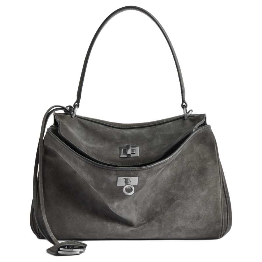 Balenciaga Rodeo Cow Leather Handbag Small Women's Gray