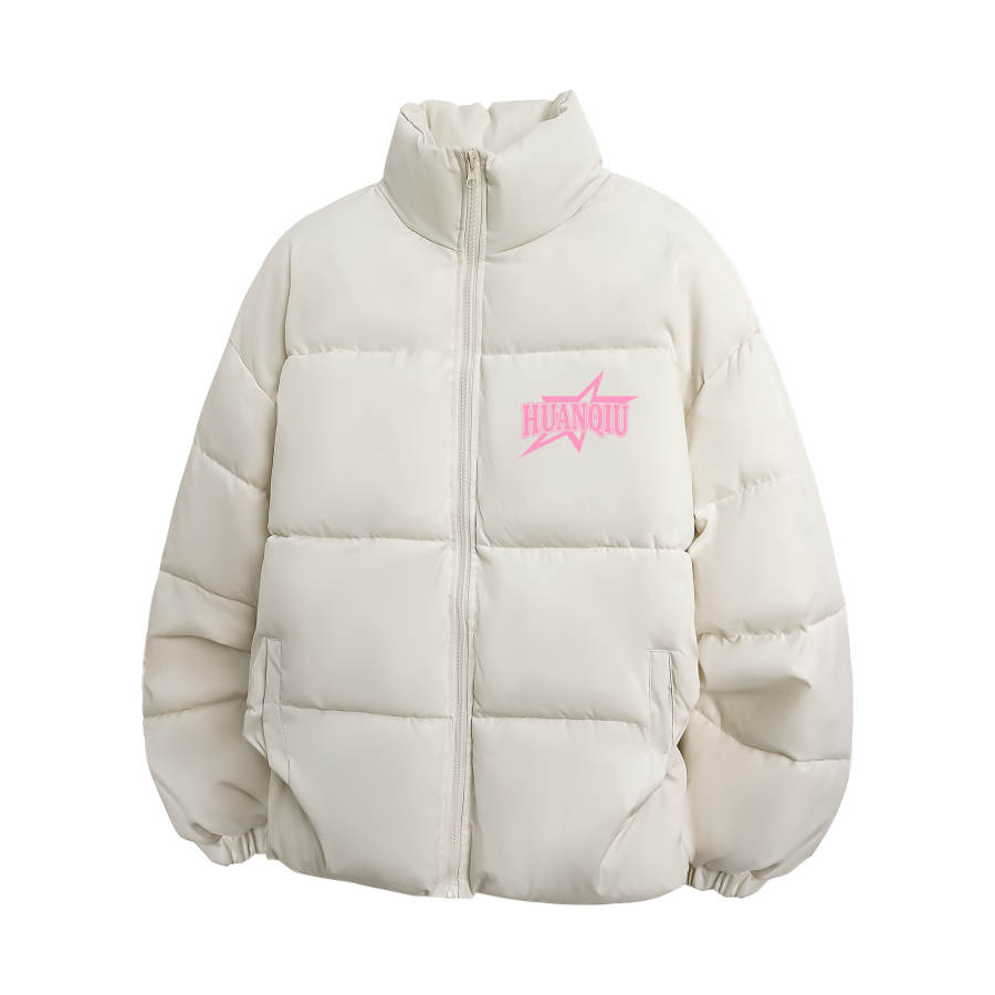 HUANQIU Puffer Jackets Unisex Stand Collar Fleece Lined Padded Puffer Jacket