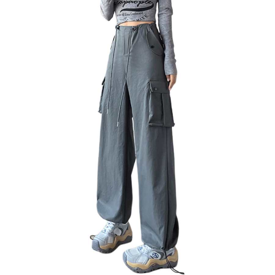 Tonlion Casual Pants Women's Light Green Gray Moderate Wide Leg Pants