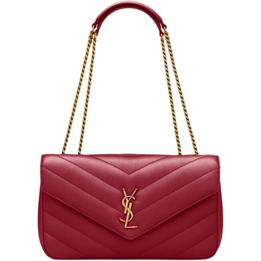 SAINT LAURENT LOULOU Sheepskin Envelope Bag, Shoulder Bag Medium Women's Dark Red