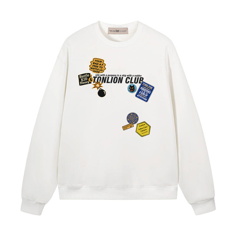 Tonlion Sweatshirts Unisex Crew Neck Moderate Heavyweight