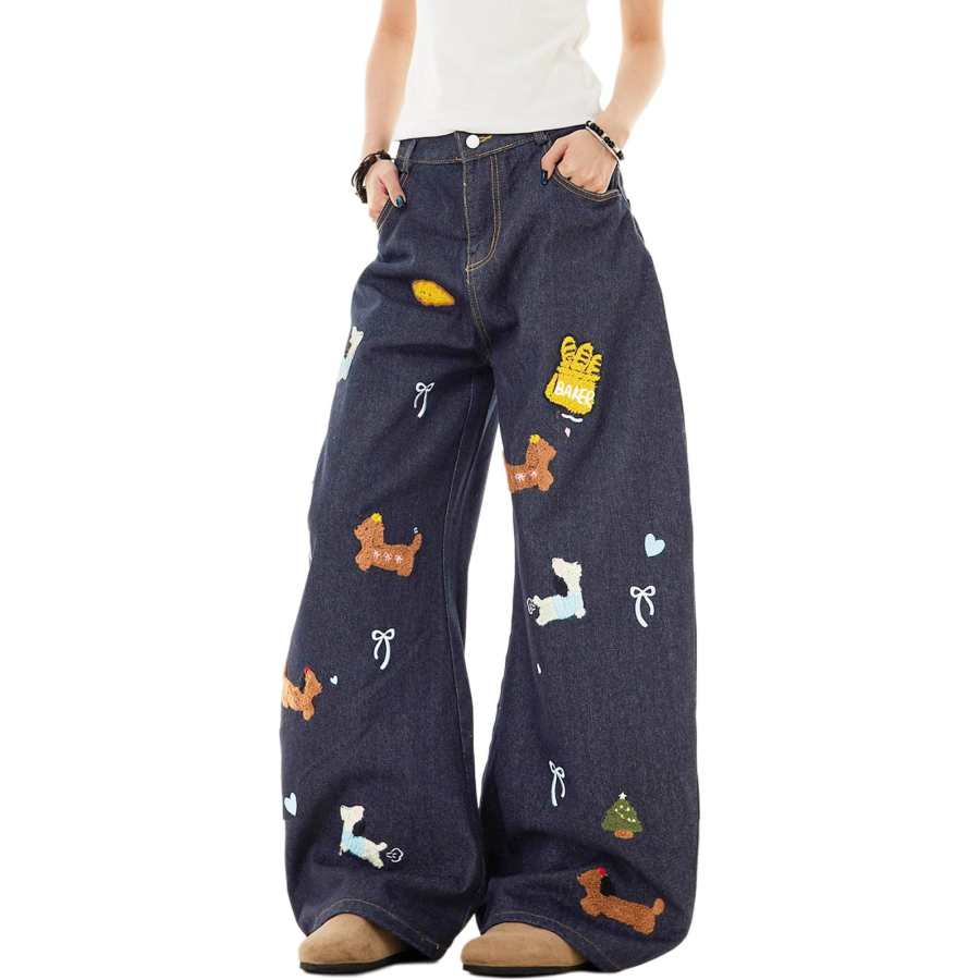 NEVER RULE NEVER RULE Jeans Unisex Dark Blue Moderate Wide Leg Pants