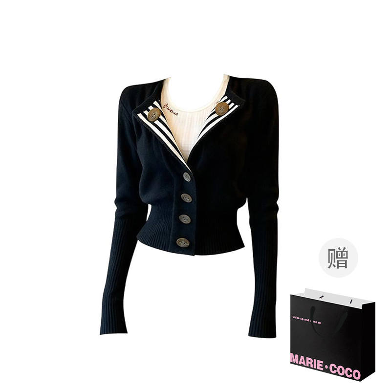 MARIE·COCO Knitwear Women's Cardigan+Tank Top V Neck Moderate Two Piece Set