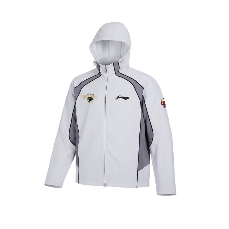 Li-Ning Li Ning Jackets Unisex Nanjing Team, White Hooded Thickened Soft Shell