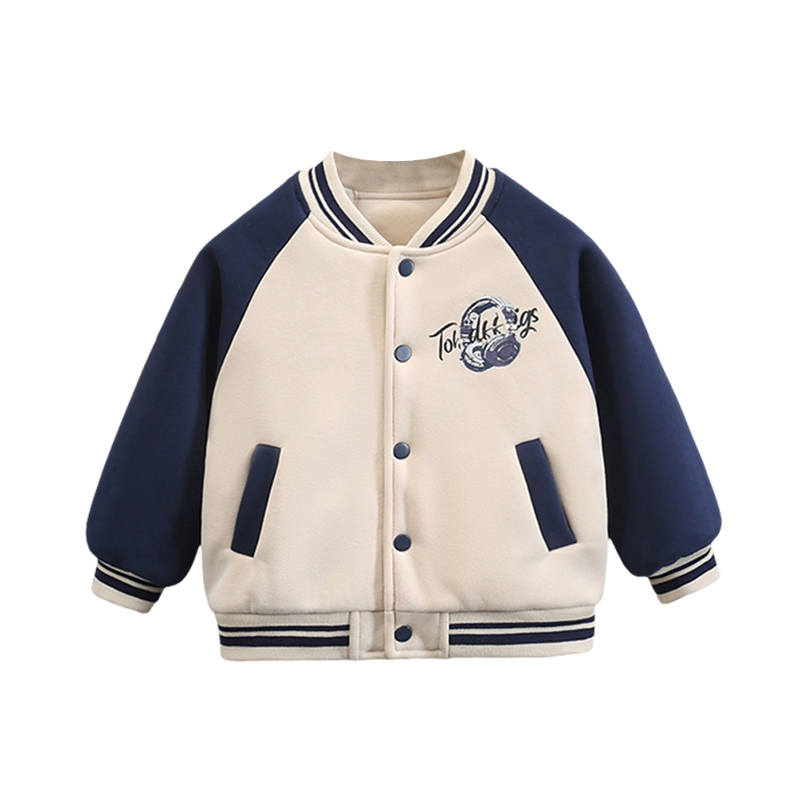 Lanza Casual Baseball Jacket Winter Fleece Lined Thermal Patterned Print Coat Navy Blue Children Aged 3 7 Years Old