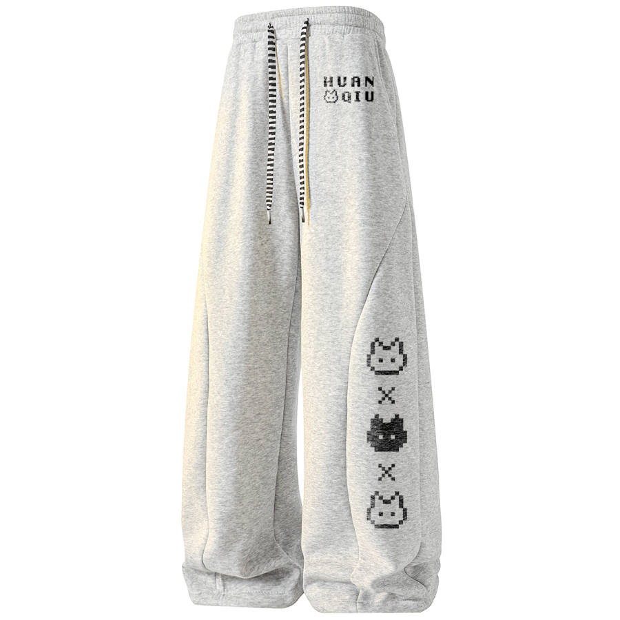 HUANQIU Casual Pants Unisex Thickened And Fleece Lined Straight Fit Pants