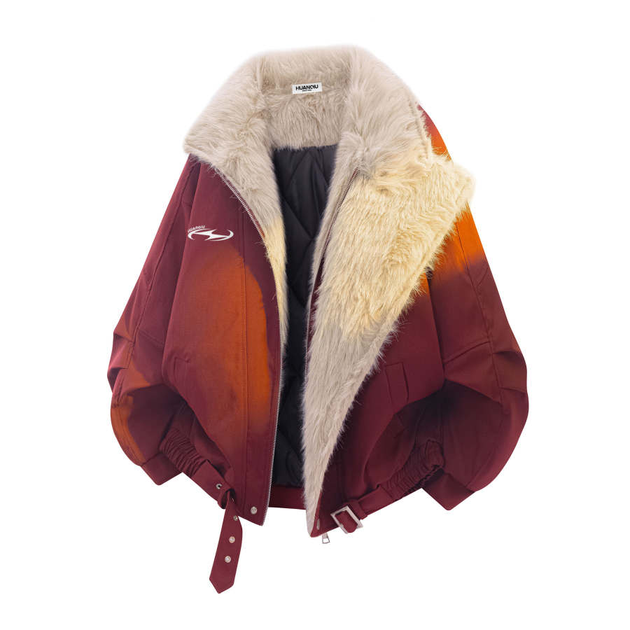 HUANQIU Puffer Jackets Unisex Lapel Thickened