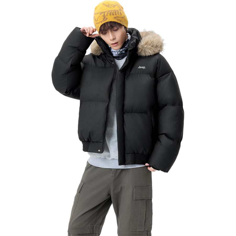 Jeep Leather Jackets Unisex Detachable Hood Thickened And Fleece Lined