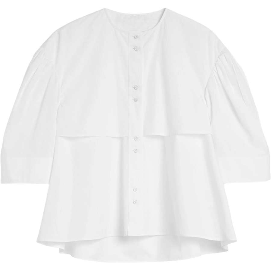 Jil Sander gathered short-sleeves poplin shirt