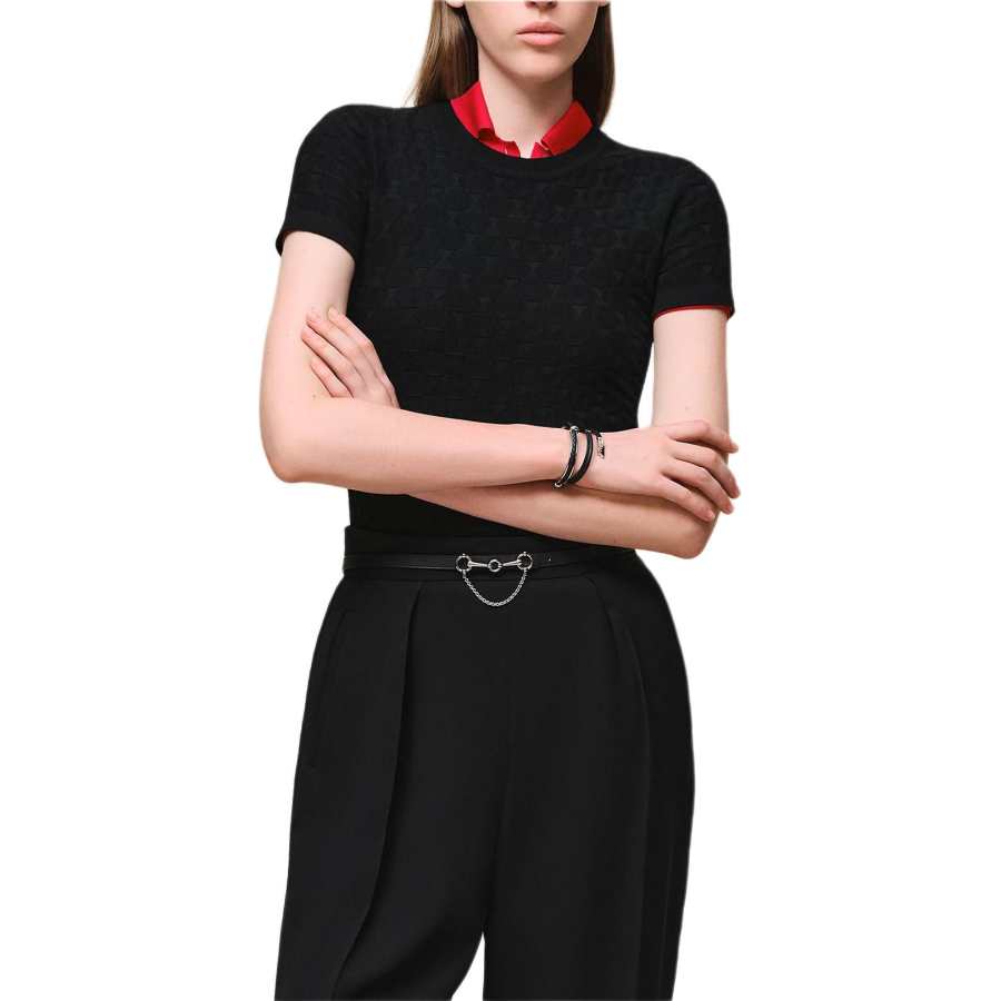 HERMES Sweaters Women's Black Crew Neck Moderate Other