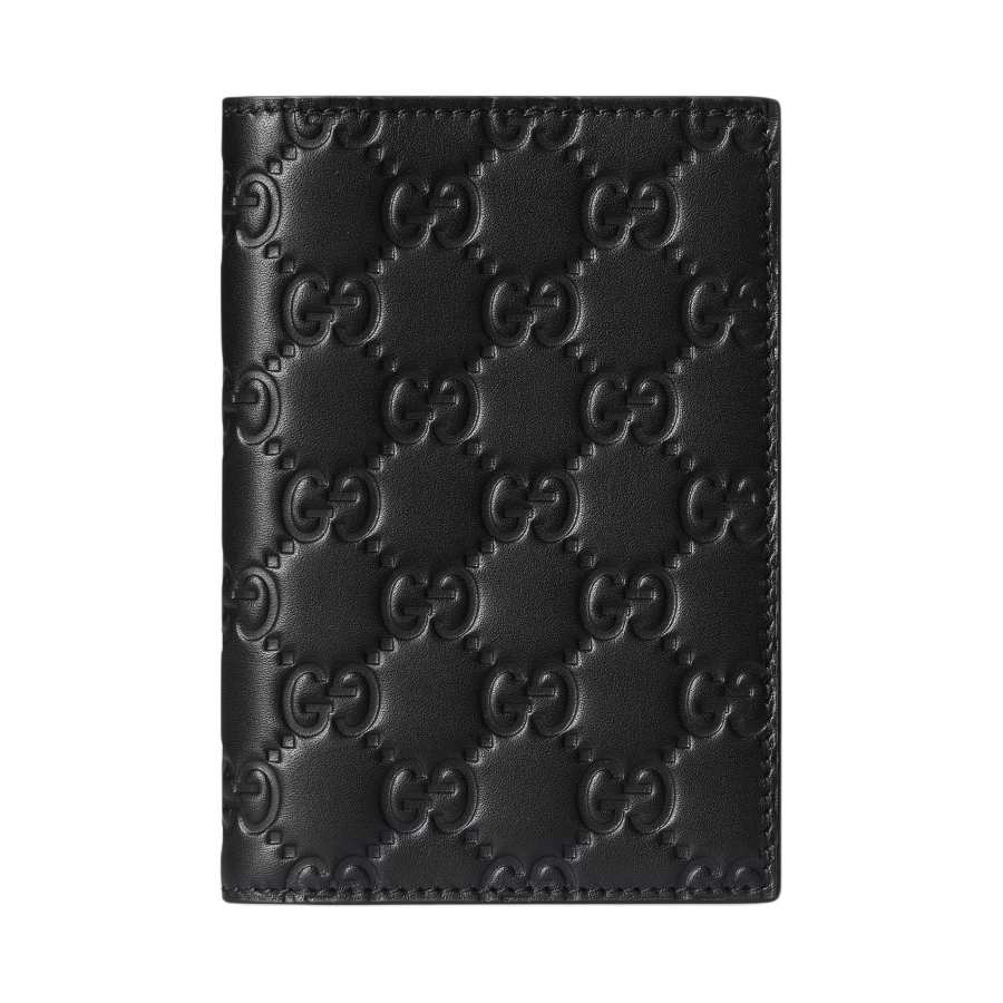 GUCCI GG Emblem Smooth Leather Card Holder Women's Black