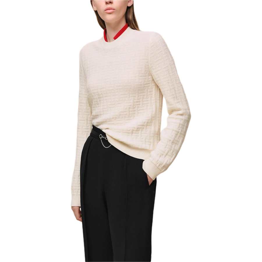 HERMES Sweaters Women's Natural White Crew Neck Moderate Other
