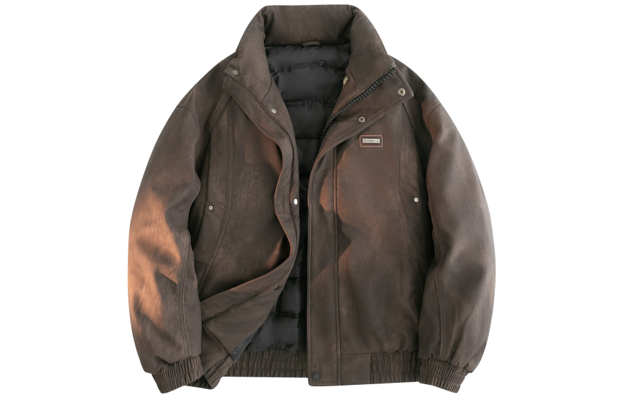 YALU Down Jackets Unisex Stand Collar Fleece Lined Down Jacket