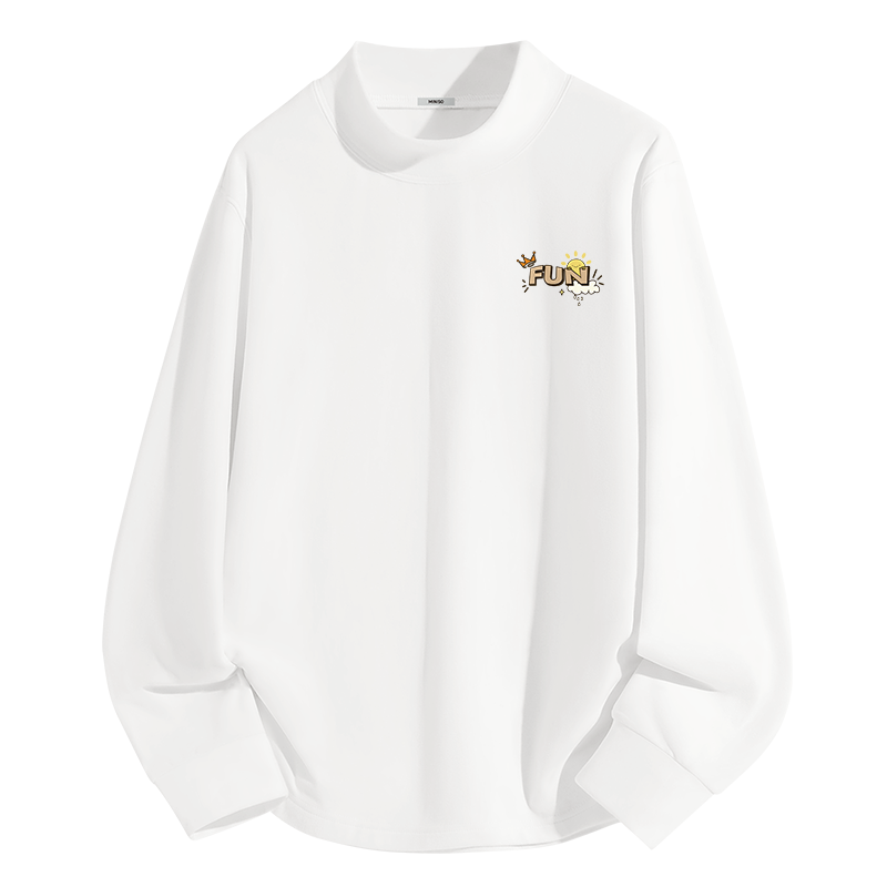 MINISO T Shirts Unisex Half Turtleneck Thickened And Fleece Lined Straight Fit