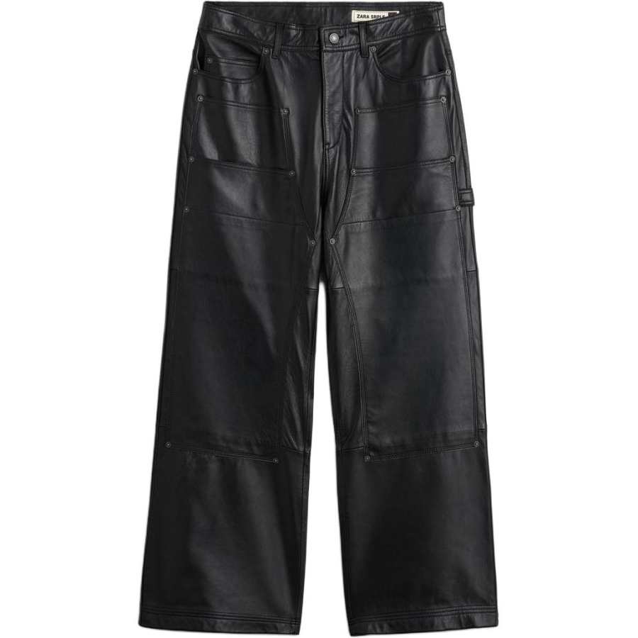 ZARA ZARA Leather Pants Men's Black Moderate