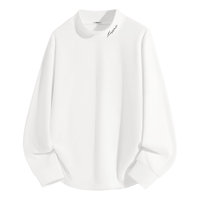 MINISO T Shirts Unisex Half Turtleneck Thickened And Fleece Lined Straight Fit