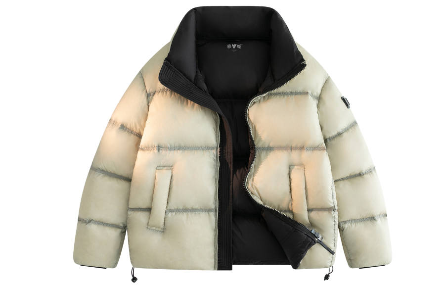 YALU Down Jackets Unisex Stand Collar Fleece Lined Quilted Down Jacket
