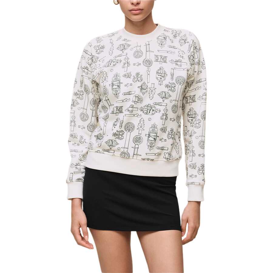 HERMES Sweatshirts Women's Gray White Crew Neck Moderate Regular