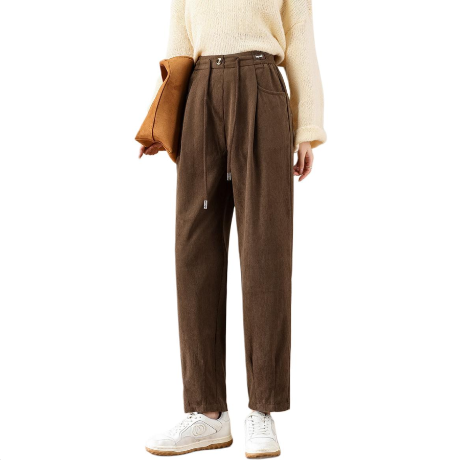 Tonlion Casual Pants Women's Coffee Moderate Straight Fit Pants