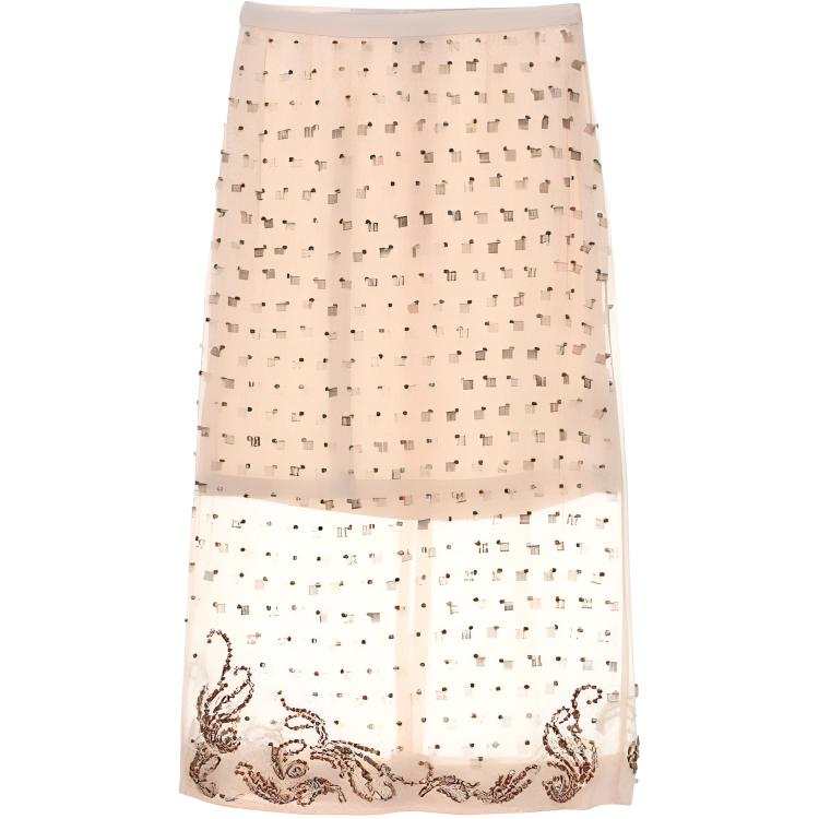 Dries Van Noten Embellished Sheer Panelled Midi Skirt
