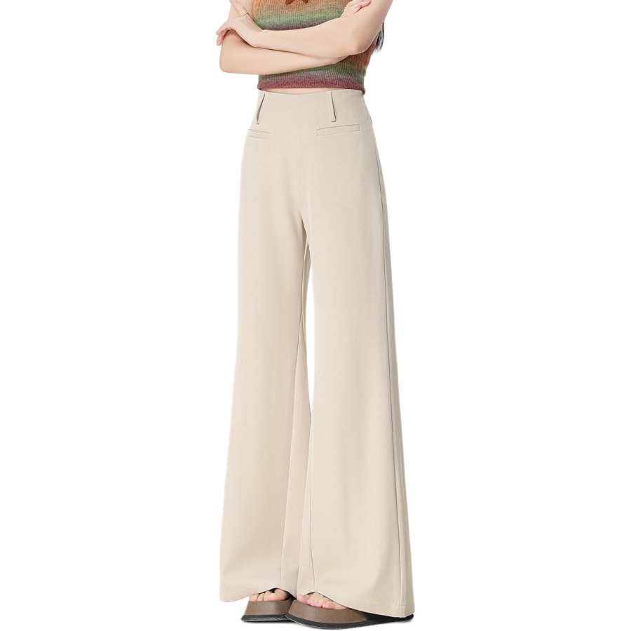 Tonlion Casual Pants Women's Light Khaki Moderate Flared Pants