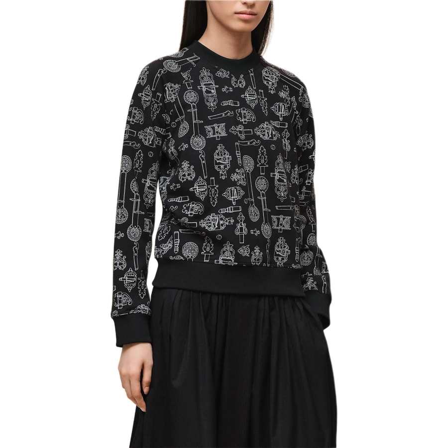 HERMES Sweatshirts Women's Black Crew Neck Moderate Regular