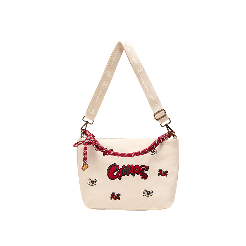 Champion Fabric Shoulder Bag Regular Unisex Milk White/Red