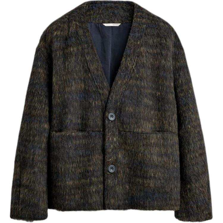ZARA Knitwear Men's Zebra Print Sea Blue V Neck Moderate Cardigan