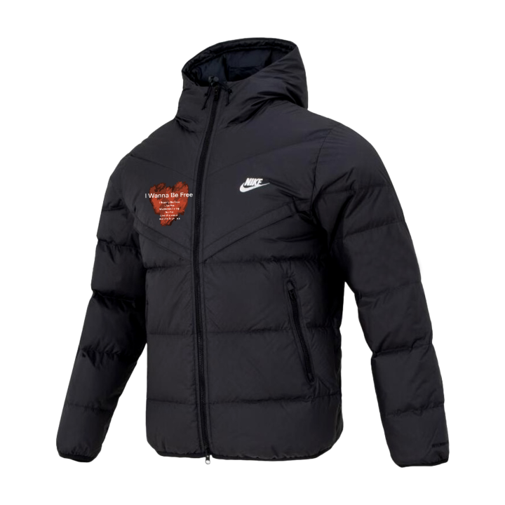 Nike Nike Down Jackets Unisex Black Hooded Moderate Down Jacket