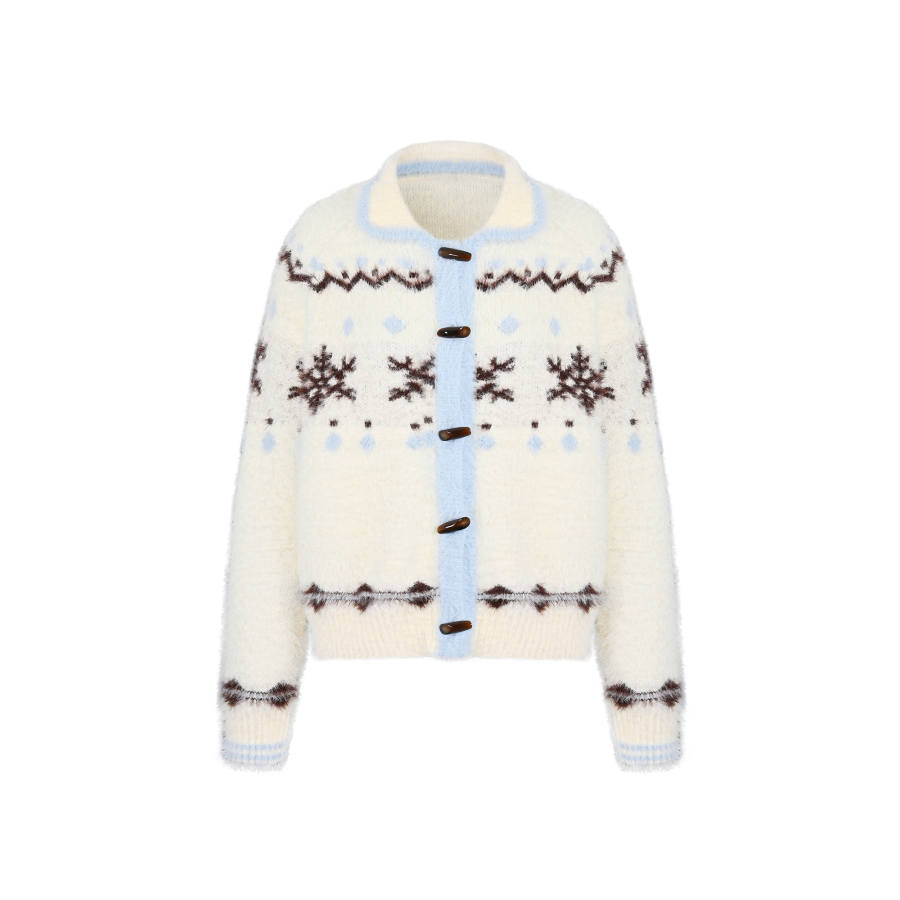 Umoumo Sweaters Women's Polo Collar Thickened Cardigan