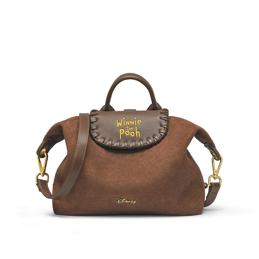 Disney Winnie The Pooh Fabric Shoulder Bag Regular Women's Coffee/Blue/Ecru
