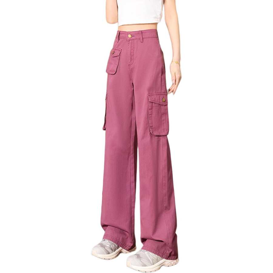 Tonlion Casual Pants Women's Purple Moderate Wide Leg Pants