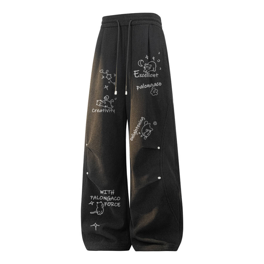 PAL ONGACO Casual Pants Unisex Thickened And Fleece Lined Straight Fit Pants